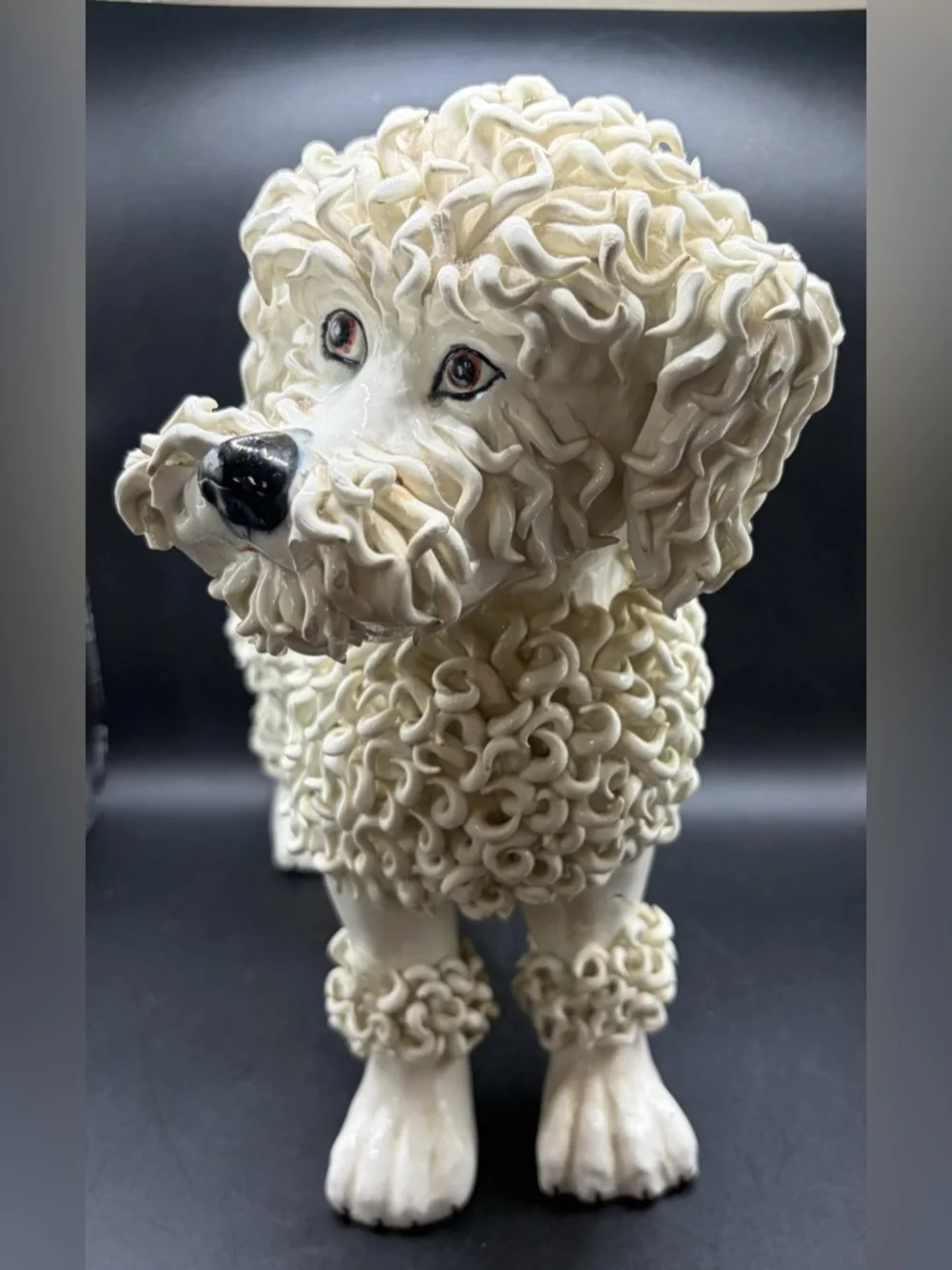 Vintage Italian Handmade Hollywood Regency Spaghetti Poodle Dog Sculpture Statue